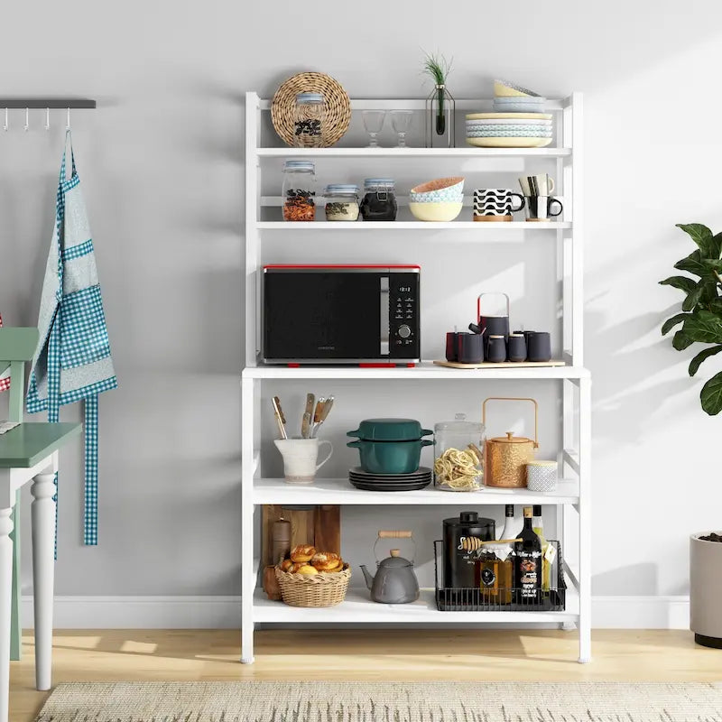 Étagère de cuisine à 5 niveaux avec rangement intégré, support pour four à micro-ondes, chariot de cuisine industriel avec étagère.
