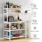 Étagère de cuisine à 5 niveaux avec rangement intégré, support pour four à micro-ondes, chariot de cuisine industriel avec étagère.