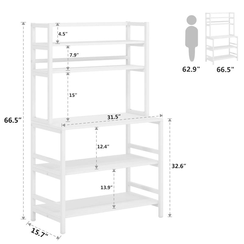 Étagère de cuisine à 5 niveaux avec rangement intégré, support pour four à micro-ondes, chariot de cuisine industriel avec étagère.