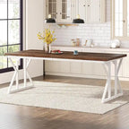Table de salle à manger de style campagnard pour 6 personnes, table de cuisine rectangulaire en bois de 180 cm (70,8 pouces).