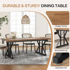 Table de salle à manger de style campagnard pour 6 personnes, table de cuisine rectangulaire en bois de 180 cm (70,8 pouces).