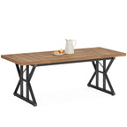Table de salle à manger de style campagnard pour 6 personnes, table de cuisine rectangulaire en bois de 180 cm (70,8 pouces).
