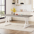 Table de salle à manger de style campagnard pour 6 personnes, table de cuisine rectangulaire en bois de 180 cm (70,8 pouces).