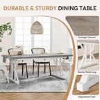 Table de salle à manger de style campagnard pour 6 personnes, table de cuisine rectangulaire en bois de 180 cm (70,8 pouces).