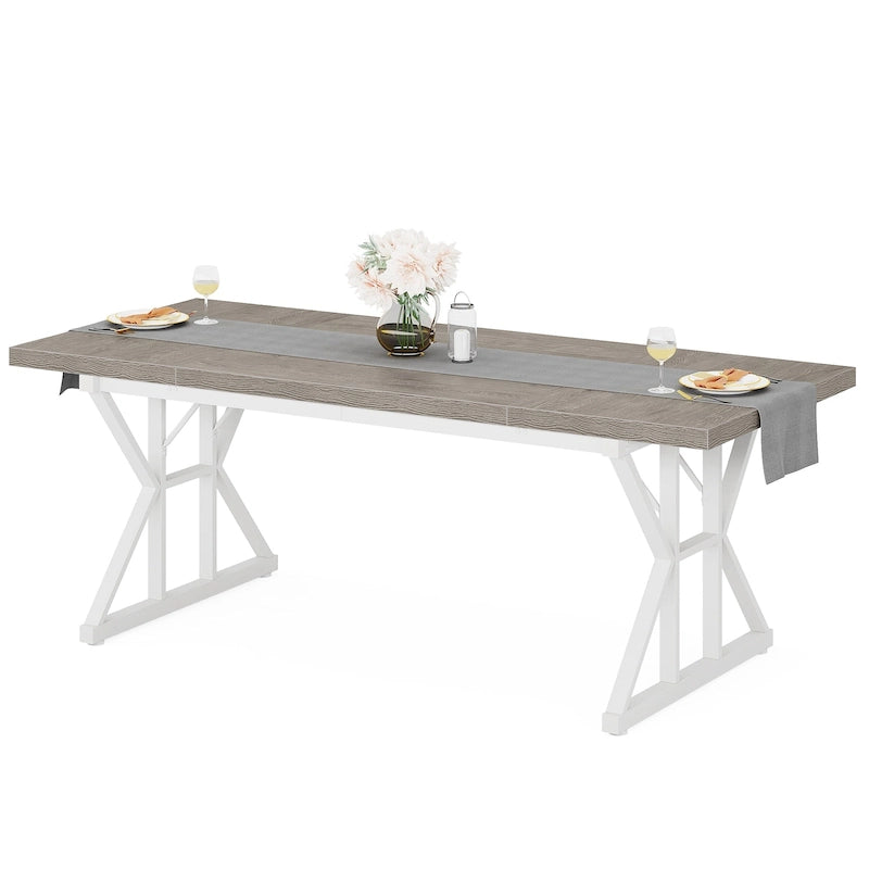 Table de salle à manger de style campagnard pour 6 personnes, table de cuisine rectangulaire en bois de 180 cm (70,8 pouces).