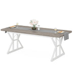Table de salle à manger de style campagnard pour 6 personnes, table de cuisine rectangulaire en bois de 180 cm (70,8 pouces).