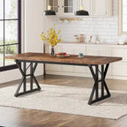 Table de salle à manger de style campagnard pour 6 personnes, table de cuisine rectangulaire en bois de 180 cm (70,8 pouces).
