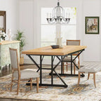 Table de salle à manger de style campagnard pour 6 personnes, table de cuisine rectangulaire en bois de 180 cm (70,8 pouces).