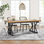 Table de salle à manger de style campagnard pour 6 personnes, table de cuisine rectangulaire en bois de 180 cm (70,8 pouces).