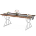 Table de salle à manger de style campagnard pour 6 personnes, table de cuisine rectangulaire en bois de 180 cm (70,8 pouces).