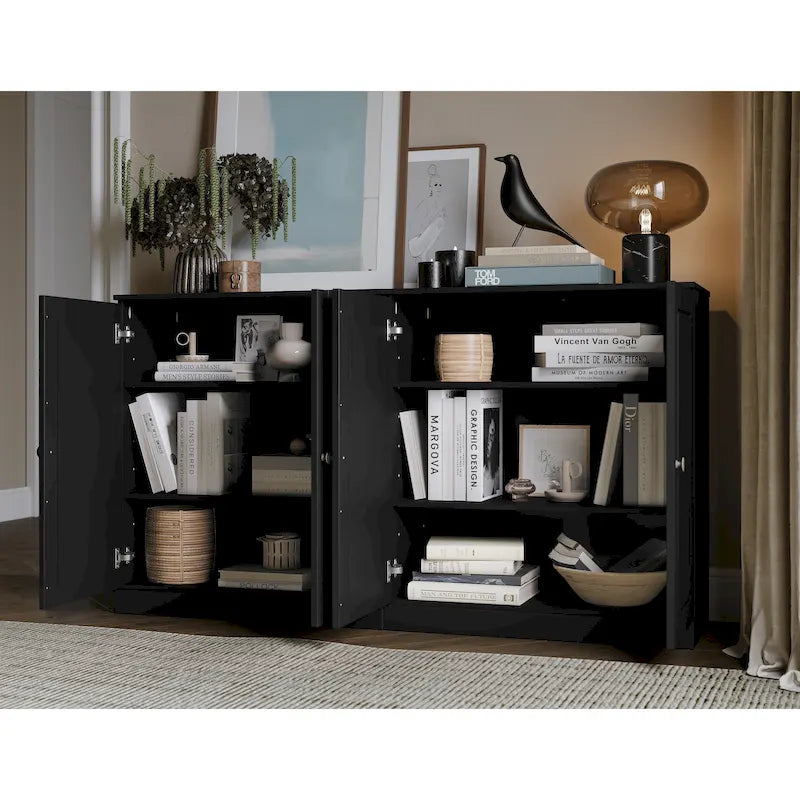 Buffet 100 % bois massif avec portes en verre ou en bois massif de Palace Imports - 64 x 35,75