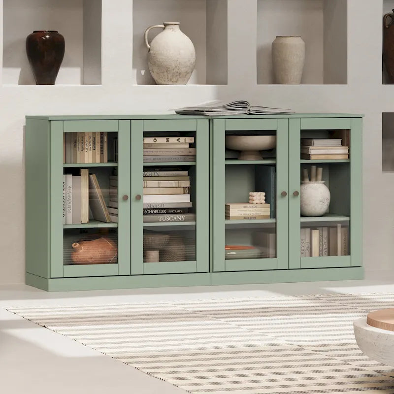 Buffet 100 % bois massif avec portes en verre ou en bois massif de Palace Imports - 64 x 35,75