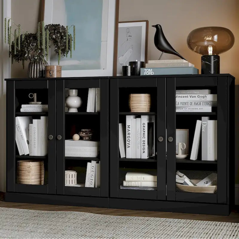 Buffet 100 % bois massif avec portes en verre ou en bois massif de Palace Imports - 64 x 35,75
