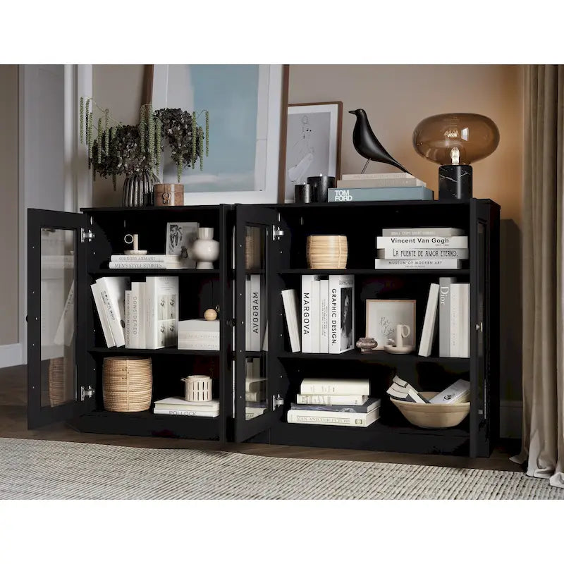 Buffet 100 % bois massif avec portes en verre ou en bois massif de Palace Imports - 64 x 35,75