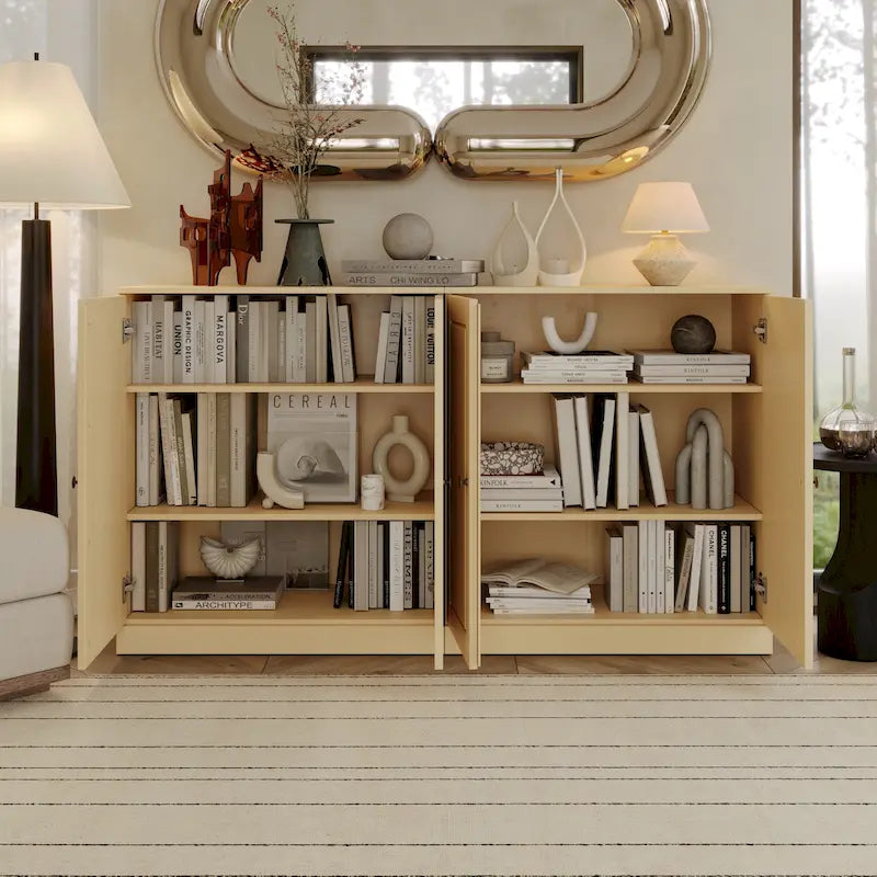 Buffet 100 % bois massif avec portes en verre ou en bois massif de Palace Imports - 64 x 35,75