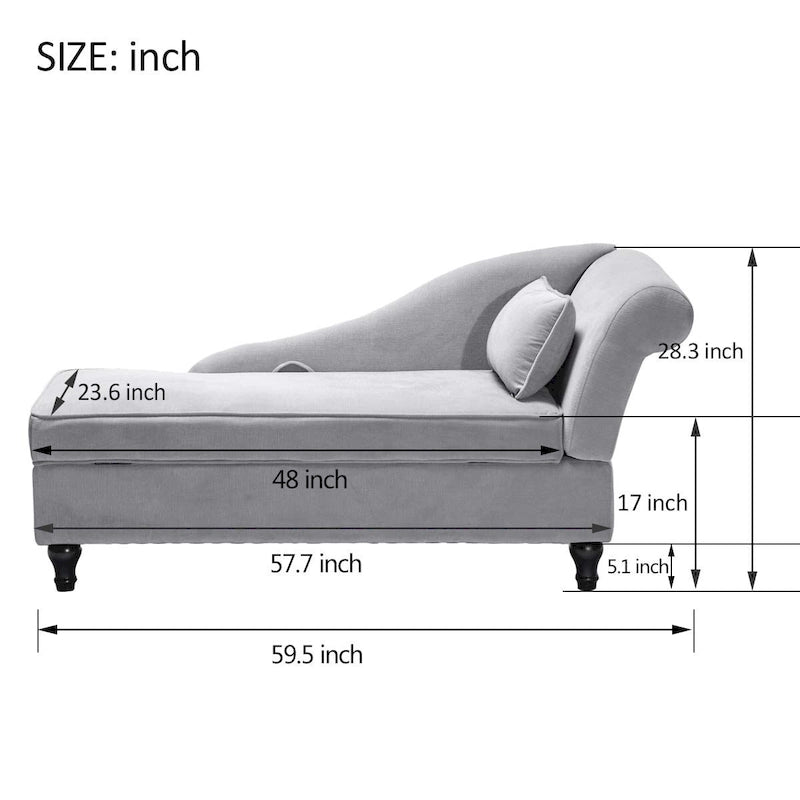 Chaise longue d'intérieur, canapé inclinable rembourré pour salon et chambre à coucher