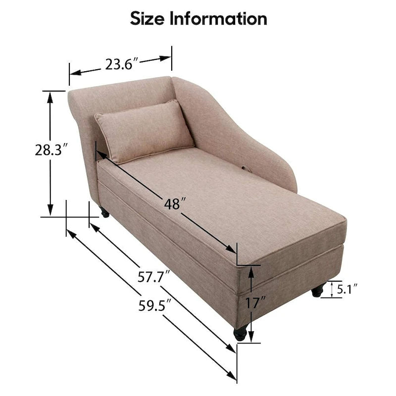 Chaise longue d'intérieur, canapé inclinable rembourré pour salon et chambre à coucher