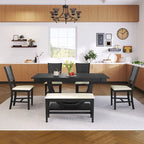 Ensemble de salle à manger demi-ronde en bois 6 pièces avec banc long et 4 chaises
