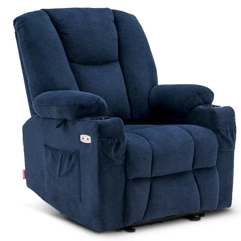 Fauteuil inclinable électrique MCombo avec massage et chauffage, tissu peluche 8015