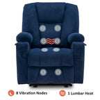 Fauteuil inclinable électrique MCombo avec massage et chauffage, tissu peluche 8015