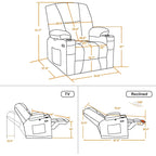 Fauteuil inclinable électrique MCombo avec massage et chauffage, tissu peluche 8015