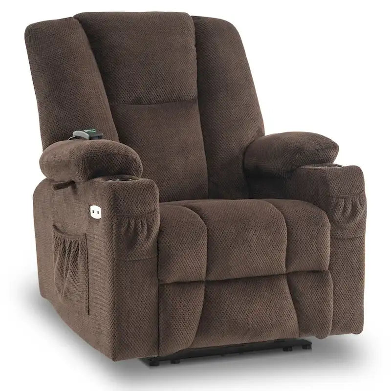 Fauteuil inclinable électrique MCombo avec massage et chauffage, tissu peluche 8015
