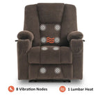 Fauteuil inclinable électrique MCombo avec massage et chauffage, tissu peluche 8015