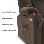 Fauteuil inclinable électrique MCombo avec massage et chauffage, tissu peluche 8015