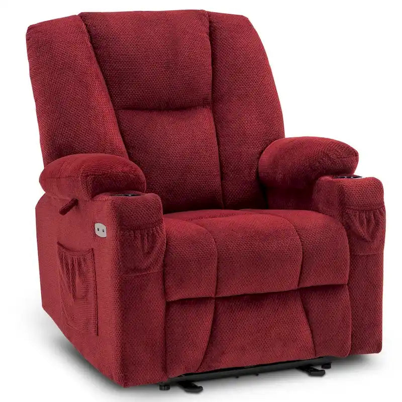 Fauteuil inclinable électrique MCombo avec massage et chauffage, tissu peluche 8015