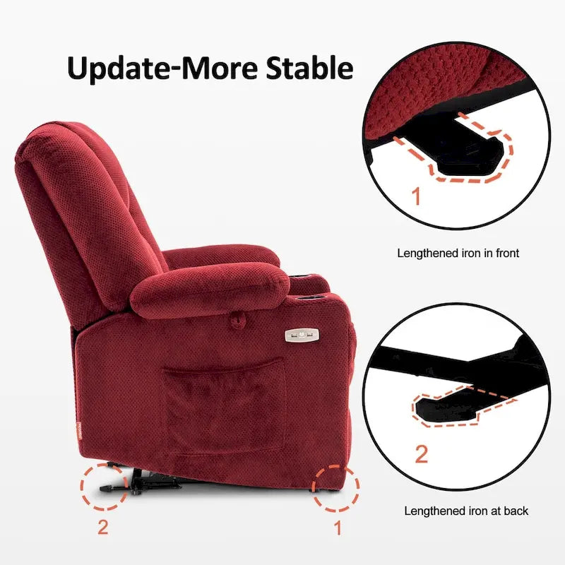 Fauteuil inclinable électrique MCombo avec massage et chauffage, tissu peluche 8015
