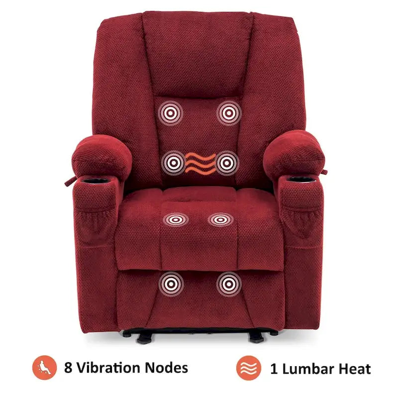 Fauteuil inclinable électrique MCombo avec massage et chauffage, tissu peluche 8015