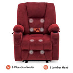 Fauteuil inclinable électrique MCombo avec massage et chauffage, tissu peluche 8015