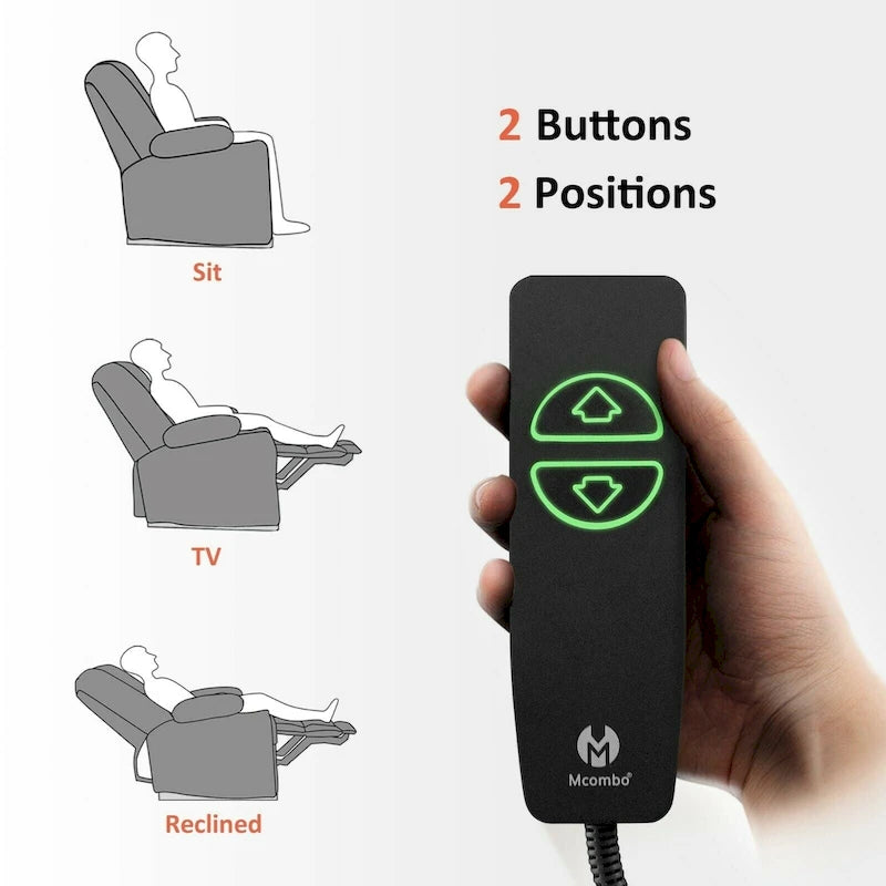 Fauteuil inclinable électrique MCombo avec massage et chauffage, tissu peluche 8015