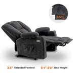 Fauteuil inclinable électrique MCombo avec massage et chauffage, tissu peluche 8015
