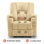 Fauteuil inclinable électrique MCombo avec massage et chauffage, tissu peluche 8015