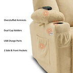 Fauteuil inclinable électrique MCombo avec massage et chauffage, tissu peluche 8015