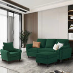 Ensemble canapé d'angle 3 pièces avec fauteuil et pouf