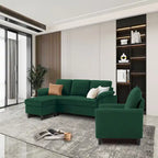 Ensemble canapé d'angle 3 pièces avec fauteuil et pouf