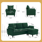 Ensemble canapé d'angle 3 pièces avec fauteuil et pouf