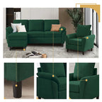 Ensemble canapé d'angle 3 pièces avec fauteuil et pouf