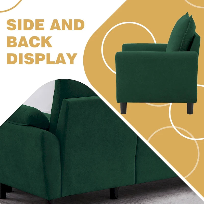 Ensemble canapé d'angle 3 pièces avec fauteuil et pouf