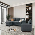 Ensemble canapé d'angle 3 pièces avec fauteuil et pouf
