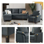 Ensemble canapé d'angle 3 pièces avec fauteuil et pouf