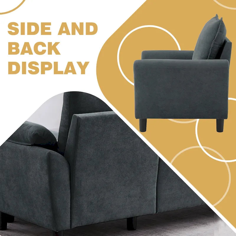 Ensemble canapé d'angle 3 pièces avec fauteuil et pouf
