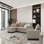 Ensemble canapé d'angle 3 pièces avec fauteuil et pouf