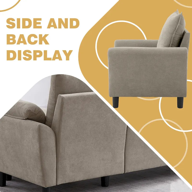 Ensemble canapé d'angle 3 pièces avec fauteuil et pouf
