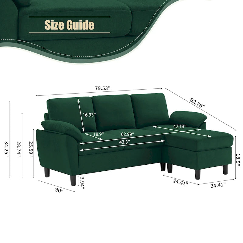 Ensemble canapé d'angle 3 pièces avec fauteuil et pouf