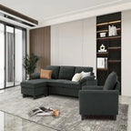 Ensemble canapé d'angle 3 pièces avec fauteuil et pouf