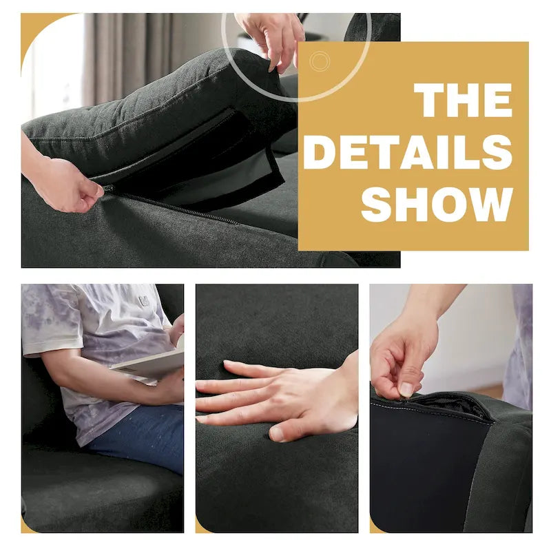 Ensemble canapé d'angle 3 pièces avec fauteuil et pouf