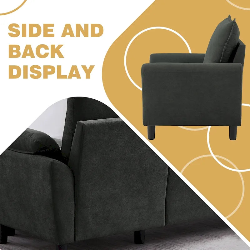 Ensemble canapé d'angle 3 pièces avec fauteuil et pouf